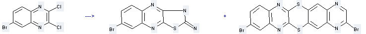 6-Bromo-2,3-dichloroquinoxaline can be used to produce 6,6'-dibromodiquinoxalino[2,3-b:2',3'-e]-1,4-dithiien and 7-bromo-2-imino-2,3-dihydrothiazolo[4,5-b]quinoxaline by heating